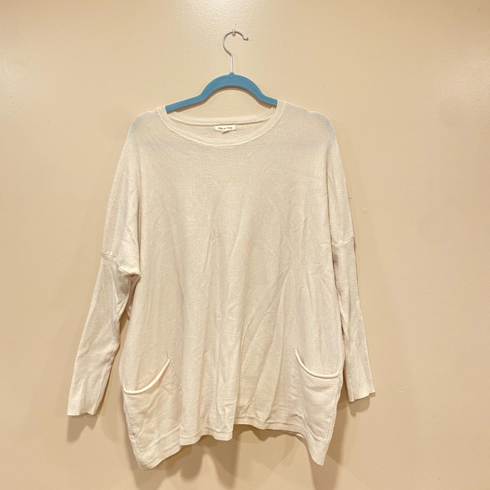 SPRING SALE 🌼 Oversized Tea n Rose Cream Long Sleeve Drop Shoulder Top